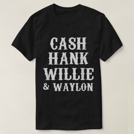 Cash Hank Willie en Waylon Country Music T-shirt (Design voorkant)