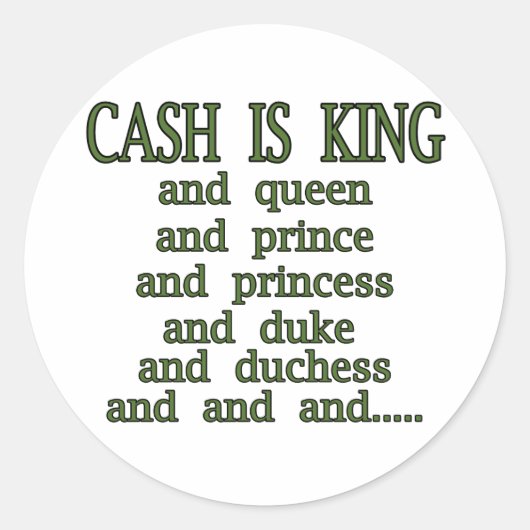 Cash is King Ronde Sticker (Voorkant)