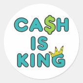 Cash is King Ronde Sticker (Voorkant)