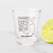 Cash Machine Niet blazen op Beer Cartoon. Shot Glas (Voorkant)