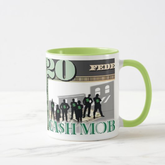 Cash Mob Currency Coffee Mok (Rechts)