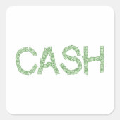 Cash Money Word Groene Financiering Vierkante Sticker (Voorkant)