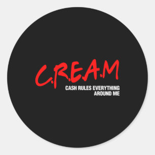 Cash regelt alles om me heen crème ronde sticker