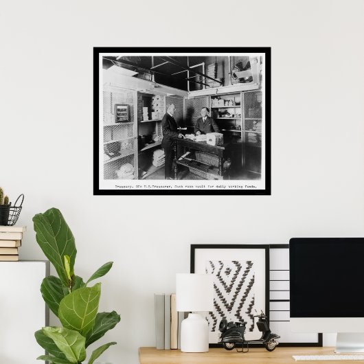 Cash Room in de US Treasury Vault 1912 Poster (Thuiskantoor)