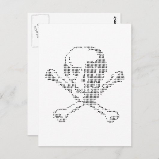 Cash Skull van Jolly Roger ascii art Briefkaart (Voorkant / Achterkant)