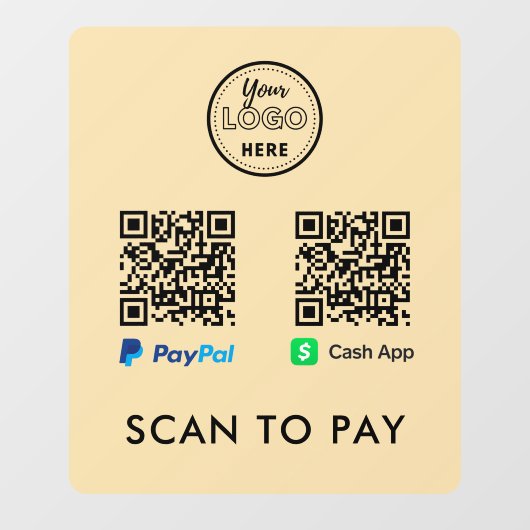 CashApp Pay PayPal QR-code scannen naar Logo Raamsticker (Vel)