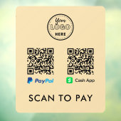 CashApp Pay PayPal QR-code scannen naar Logo Raamsticker (Vel 3)
