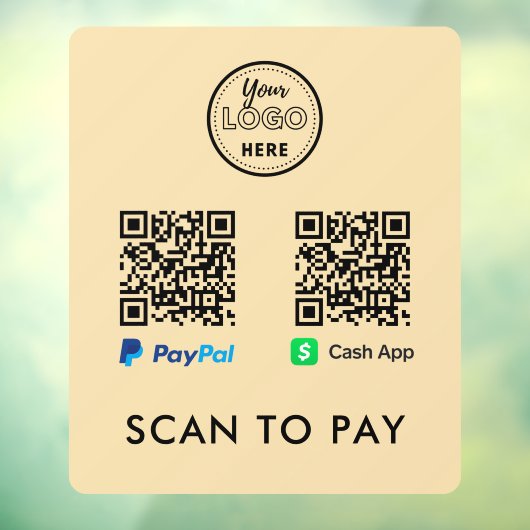 CashApp Pay PayPal QR-code scannen naar Logo Raamsticker (Vel 3)