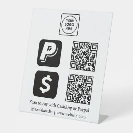 CashApp PayPal QR | Scan-to-Pay Aangepast Zakelijk Reclamebord Met Voetstuk