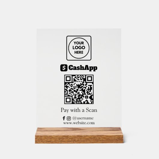 CashApp QR-code | Aangepast zakelijk scan-om-te-be Acryl Bord (Voorkant)