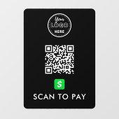CashApp QR Code Scan naar Pay Modern Logo Black Raamsticker (Vel)