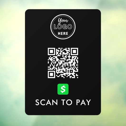 CashApp QR Code Scan naar Pay Modern Logo Black Raamsticker (Vel 3)