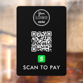 CashApp QR Code Scan naar Pay Modern Logo Black Raamsticker (Vel 2)