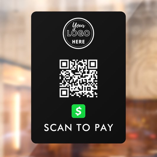 CashApp QR Code Scan naar Pay Modern Logo Black Raamsticker (Vel 2)