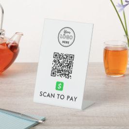 CashApp QR Code Scan naar Pay Modern Logo White Reclamebord Met Voetstuk
