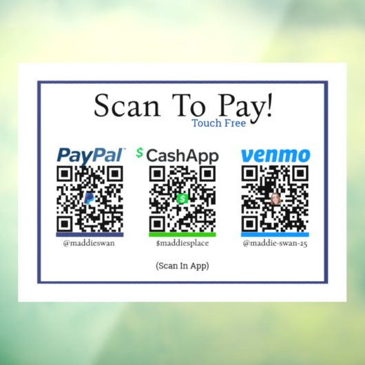 Cashapp Venmo & Paypal Sticker voor mobiele betali (Vel 3)