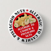 Cashew & Pistachio Nut Allergy Badge Ronde Button 5,7 Cm (Voorkant)
