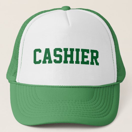 CASHIER-Pet met groene tekst Trucker Pet (Voorkant)