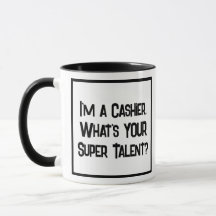 Cashier Super Talent. Mok met twee toonkoffie