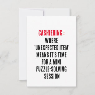 Cashiering Waar 'onverwacht item' betekent Bedankkaart