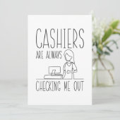 Cashiers controleren me altijd bedankkaart (Staand voorkant)