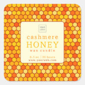 Cashmere Honey Waskaarslabel Vierkante Sticker (Voorkant)