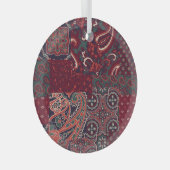 Cashmere Paisley Silk: Abstracte patchwork Glas Ornament (Voorkant Rechts)