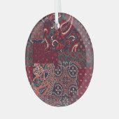 Cashmere Paisley Silk: Abstracte patchwork Glas Ornament (Voorkant links)