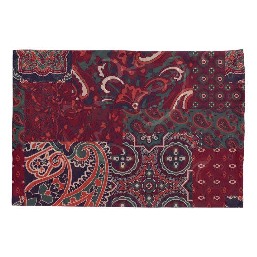 Cashmere Paisley Silk: Abstracte patchwork Kussensloop (Achterkant)