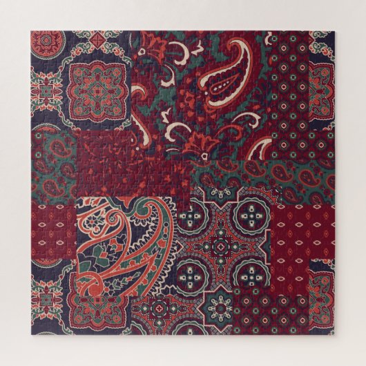 Cashmere Paisley Silk: Abstracte patchwork Legpuzzel (Verticaal)