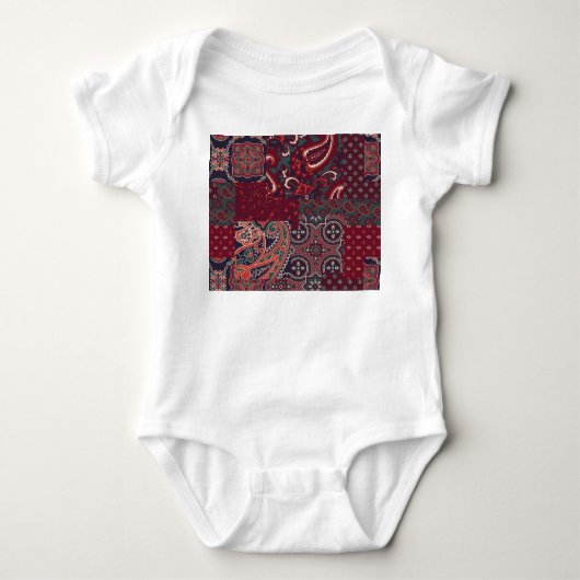 Cashmere Paisley Silk: Abstracte patchwork Romper (Voorkant)