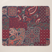 Cashmere Paisley Silk: Abstracte patchwork Sherpa Deken (Voorkant (horizontaal))