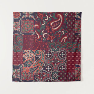 Cashmere Paisley Silk: Abstracte patchwork Wandkleed