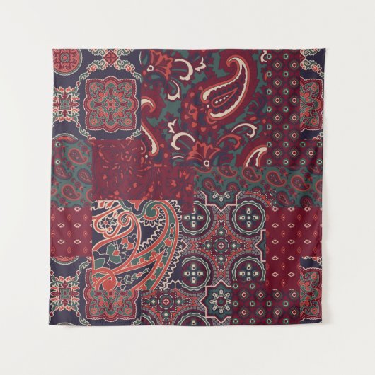 Cashmere Paisley Silk: Abstracte patchwork Wandkleed (Voorkant)
