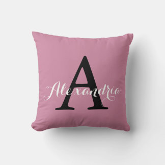 Cashmere Roos Soft Pink Solid Color Monogram Kussen