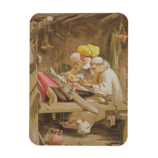 Cashmere Shawls: Weaving, 1863 (chromolitho) Magneet (Verticaal)