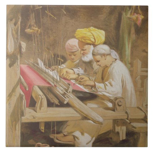 Cashmere Shawls: Weven, 1863 (chromolitho) Tegeltje (Voorkant)