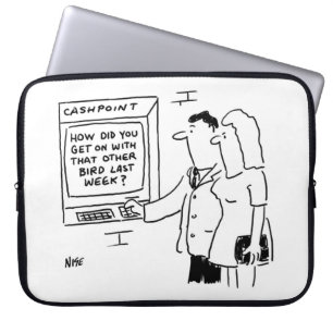 Cashpoint ATM toont ondeugende boodschap over een Laptop Sleeve