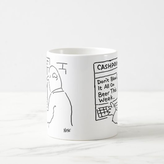 Cashpoint machine geeft advies koffiemok (Center)