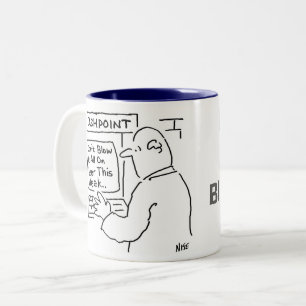 Cashpoint machine geeft advies tweekleurige koffiemok