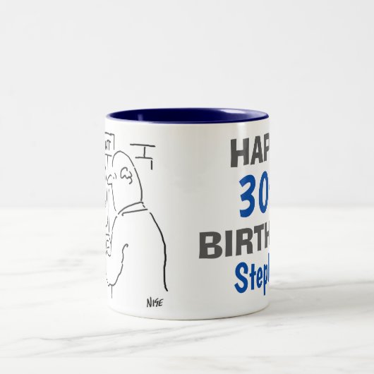 Cashpoint machine geeft advies tweekleurige koffiemok (Center)