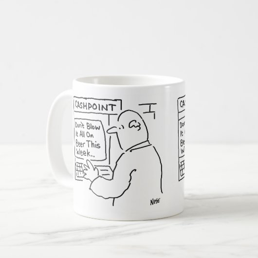 Cashpoint Machine zegt: "Niet op bier blazen" Koffiemok (Voorkant links)