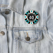 Casino 00th Birthday Party - Blauwgroen Ronde Button 5,7 Cm (In situ)
