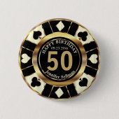 Casino 00th Birthday Party - Cream, Gold en Black Ronde Button 5,7 Cm (Voorkant)