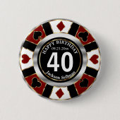 Casino 00th Birthday Party - Dark Red Ronde Button 5,7 Cm (Voorkant)
