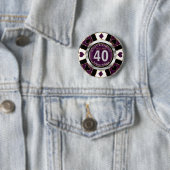 Casino 00th Birthday Party - Plum Paars Ronde Button 5,7 Cm (In situ)