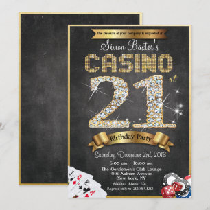 Casino 21ste gouden diamanten verjaardagsuitnodigi kaart