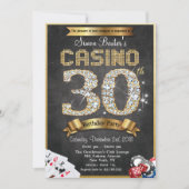 Casino 30th Gold Diamond Birthday Invitation Kaart (Voorkant)