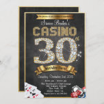 Casino 30th Gold Diamond Birthday Invitation Kaart<br><div class="desc">Casino Night Poker Gambling 30th Gold Diamond Chalkboard Bling Metallic Birthday Invitation</div>