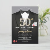 Casino, 50ste verjaardag. Zwart en goud Kaart (Staand voorkant)